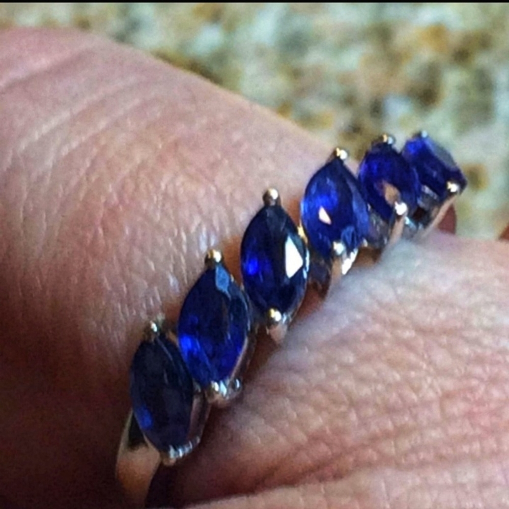 Nwt! Blue Sapphire 2.16 tcw plat/ .925 6 gem Ring